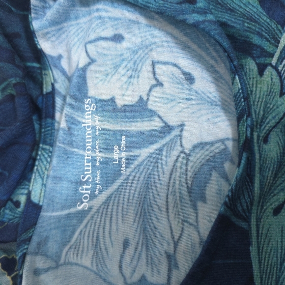 Soft surroundings Saunterre Tropical Green Leaf Print Maxi Dress Large - Picture 14 of 14